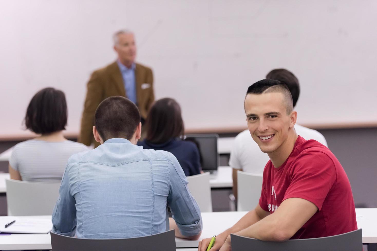 technology students group in computer lab school  classroom photo