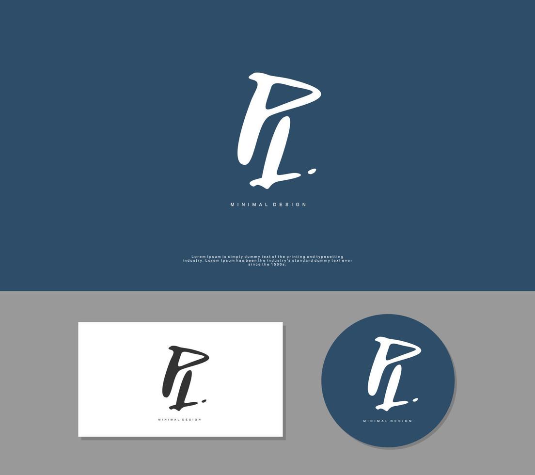 PL Initial handwriting or handwritten logo for identity. Logo with signature and hand drawn style. vector