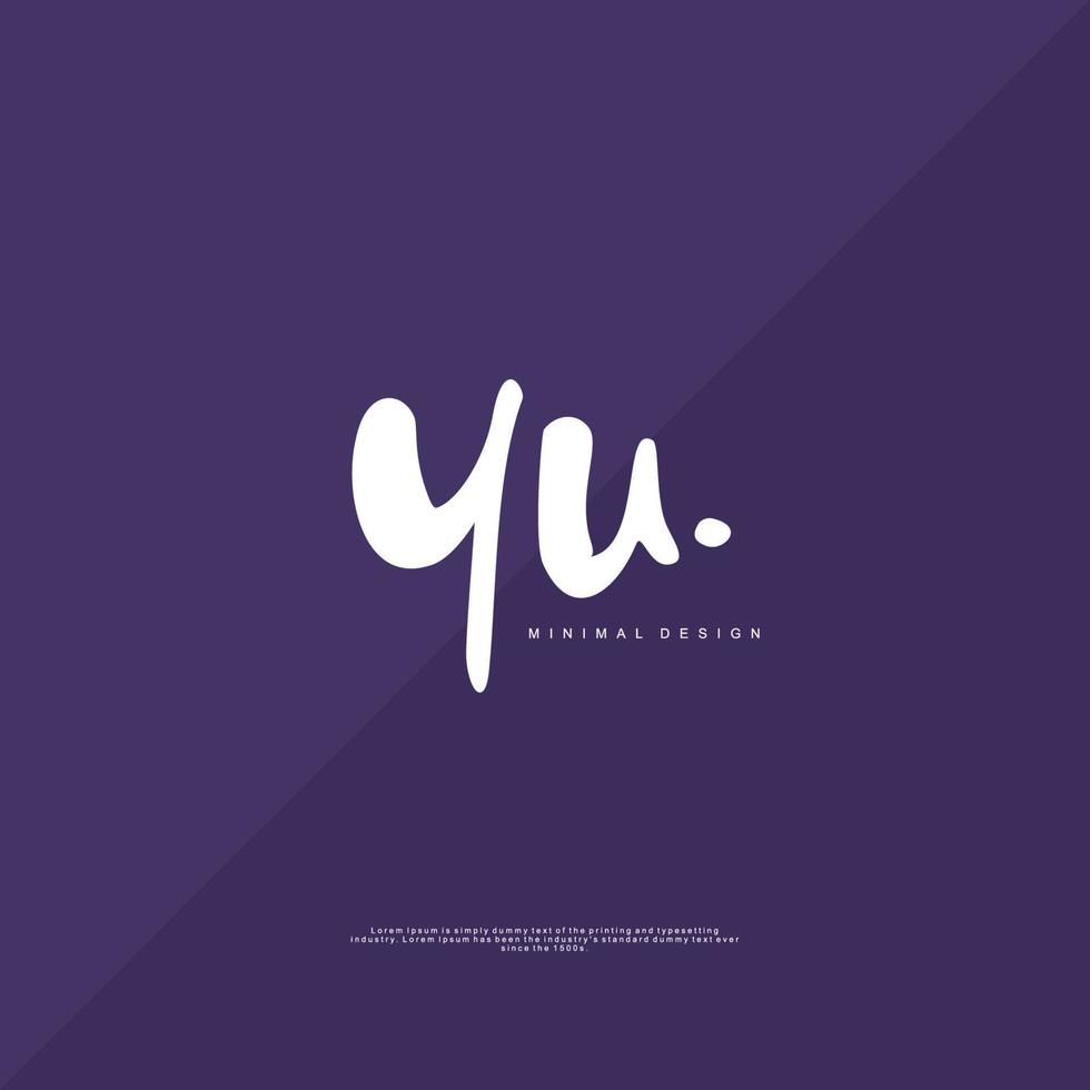 YU Initial handwriting or handwritten logo for identity. Logo with signature and hand drawn style. vector
