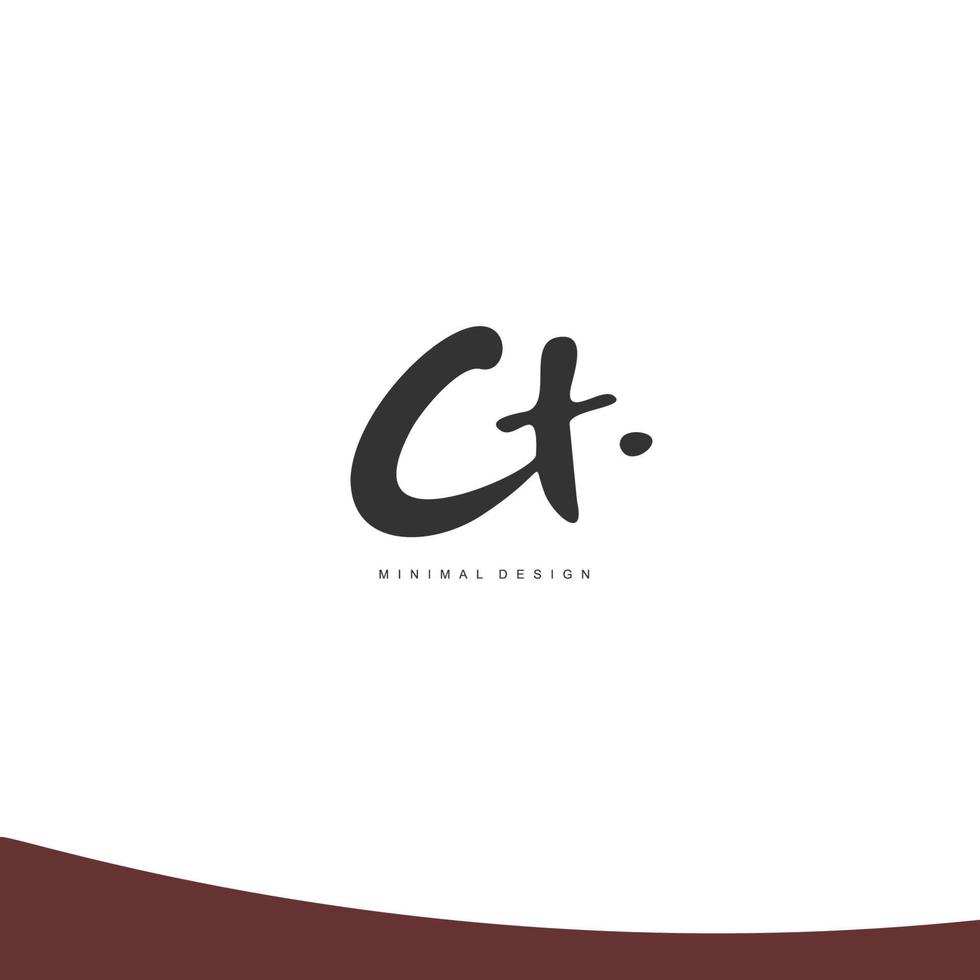CT Initial handwriting or handwritten logo for identity. Logo with signature and hand drawn style. vector