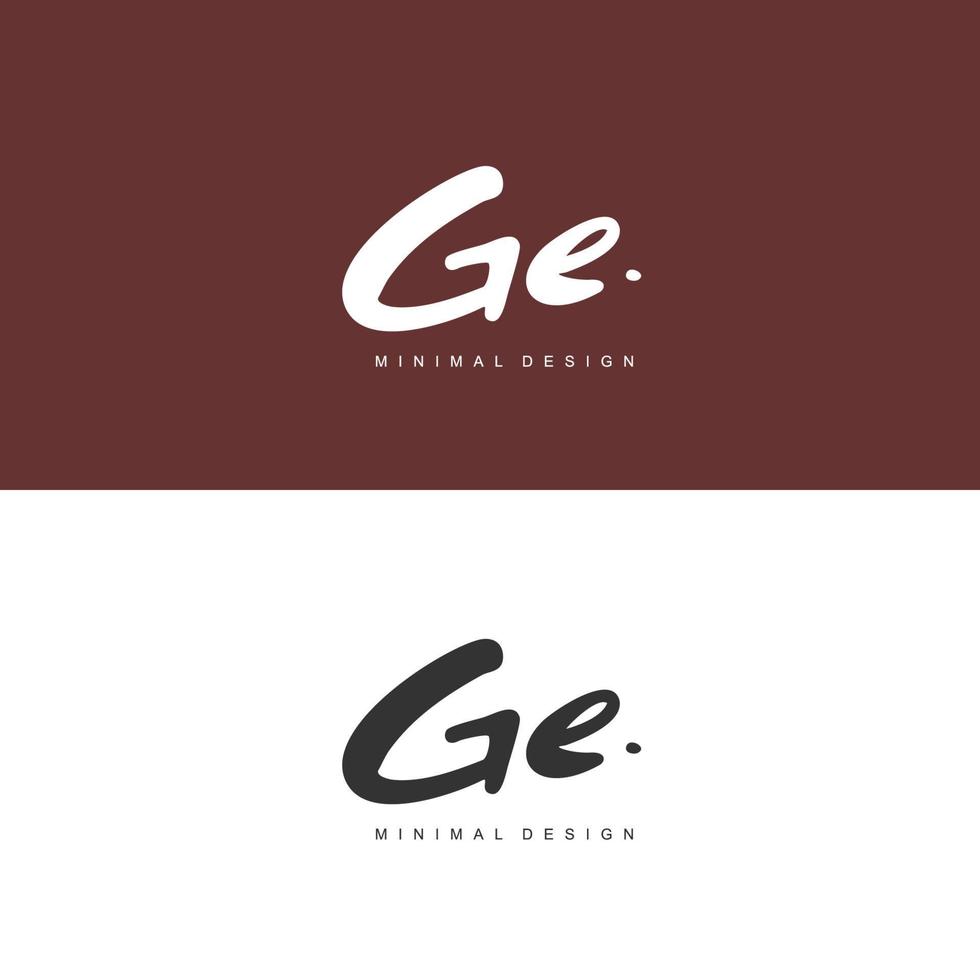 GE Initial handwriting or handwritten logo for identity. Logo with signature and hand drawn style. vector