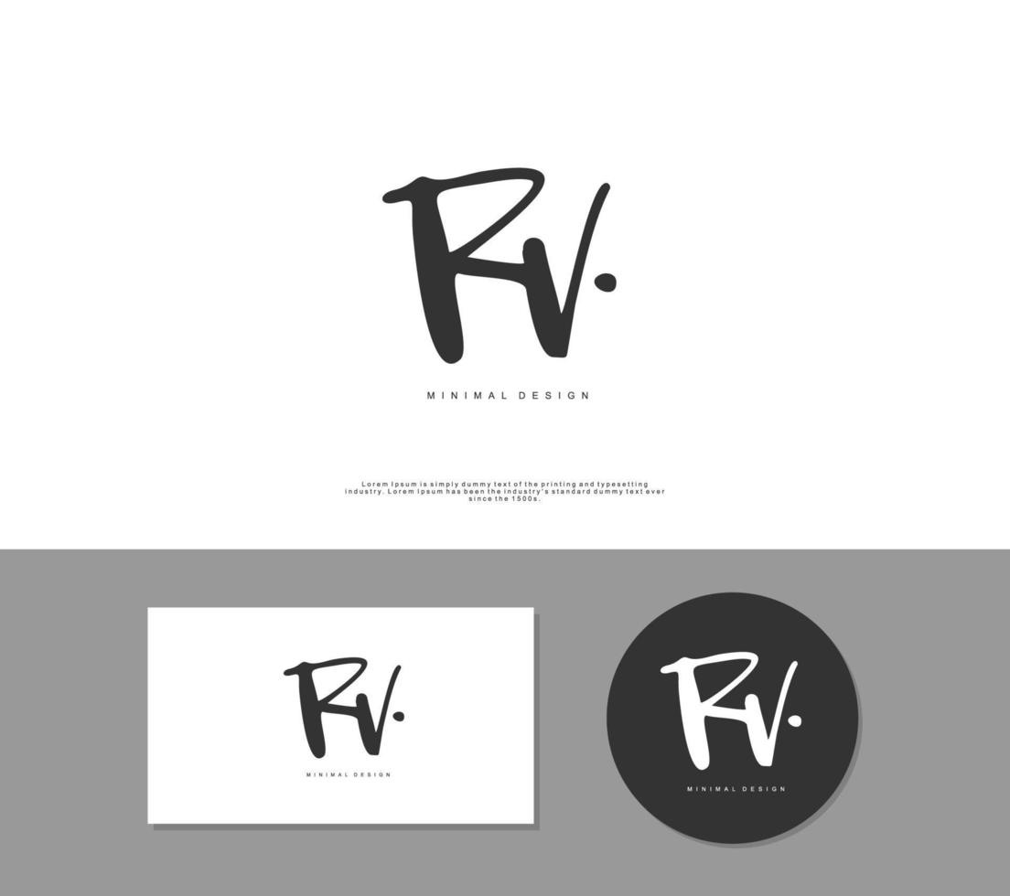 RV Initial handwriting or handwritten logo for identity. Logo with signature and hand drawn style. vector