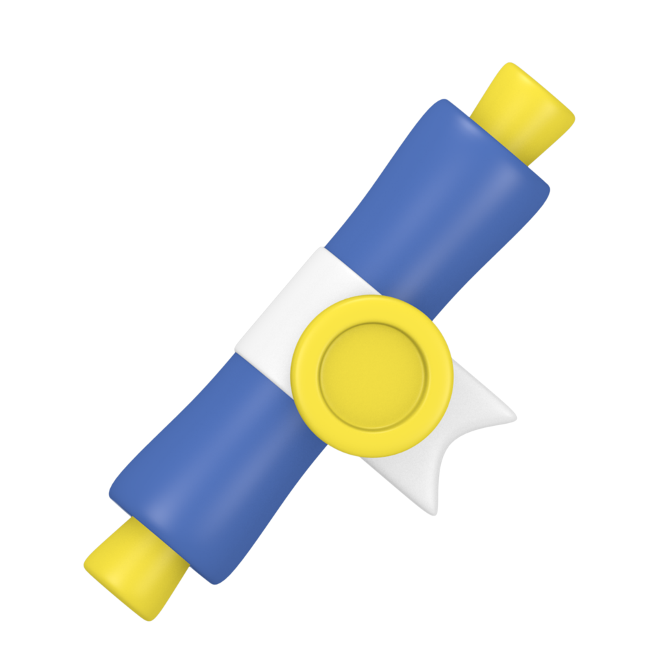 3d Rendering Cute Icons Diploma Certificate Themed Motivation Champion spirit png