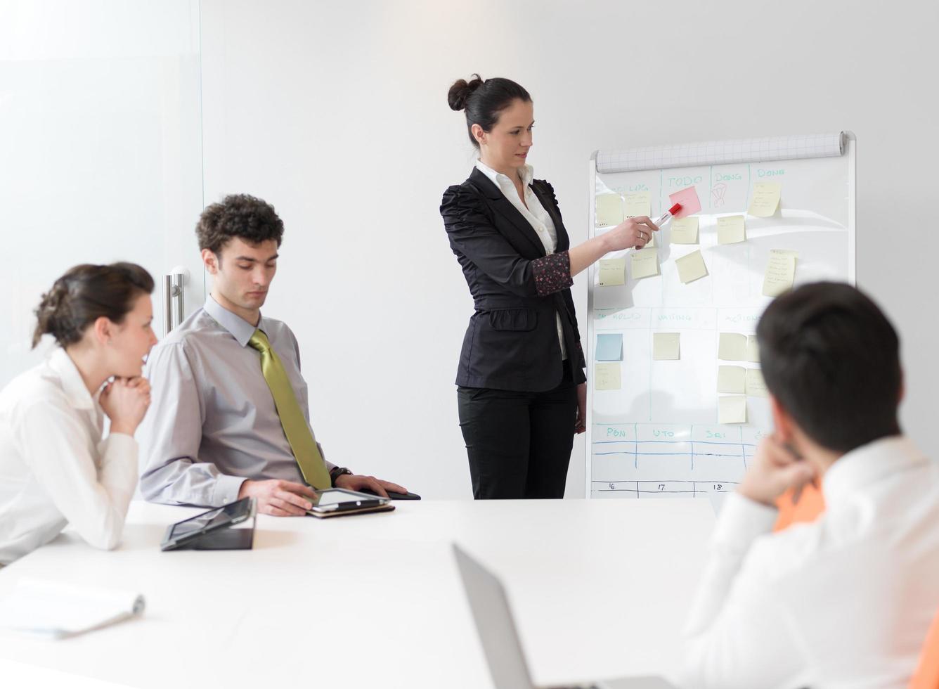 group of young business people  on meeting at modern startup office photo