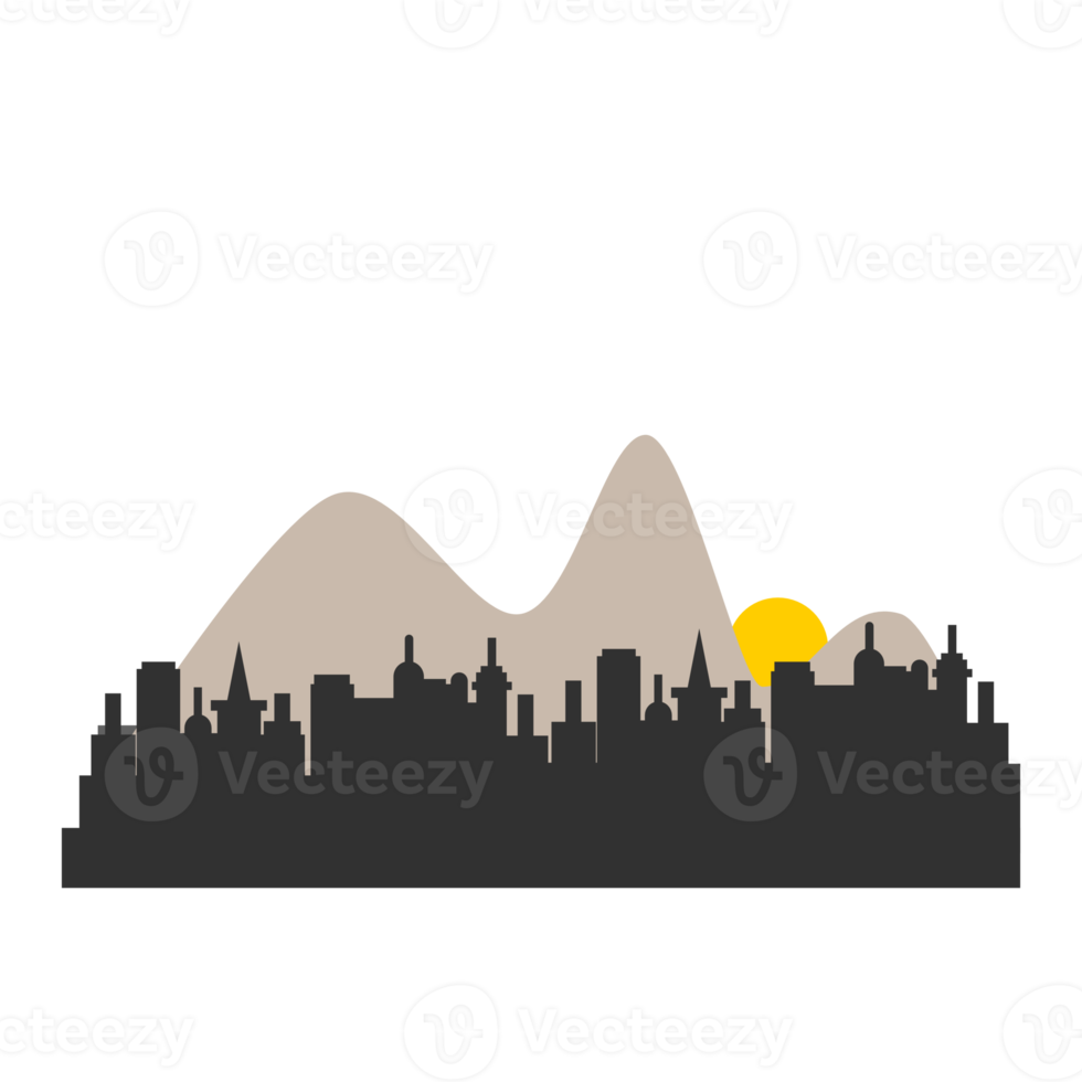 zonsopkomst stad met gebouw berg zon clound png