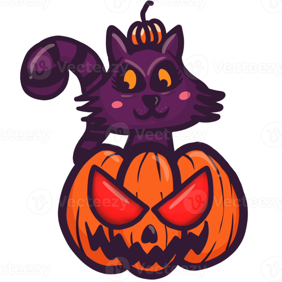 Little cat in halloween party PNG