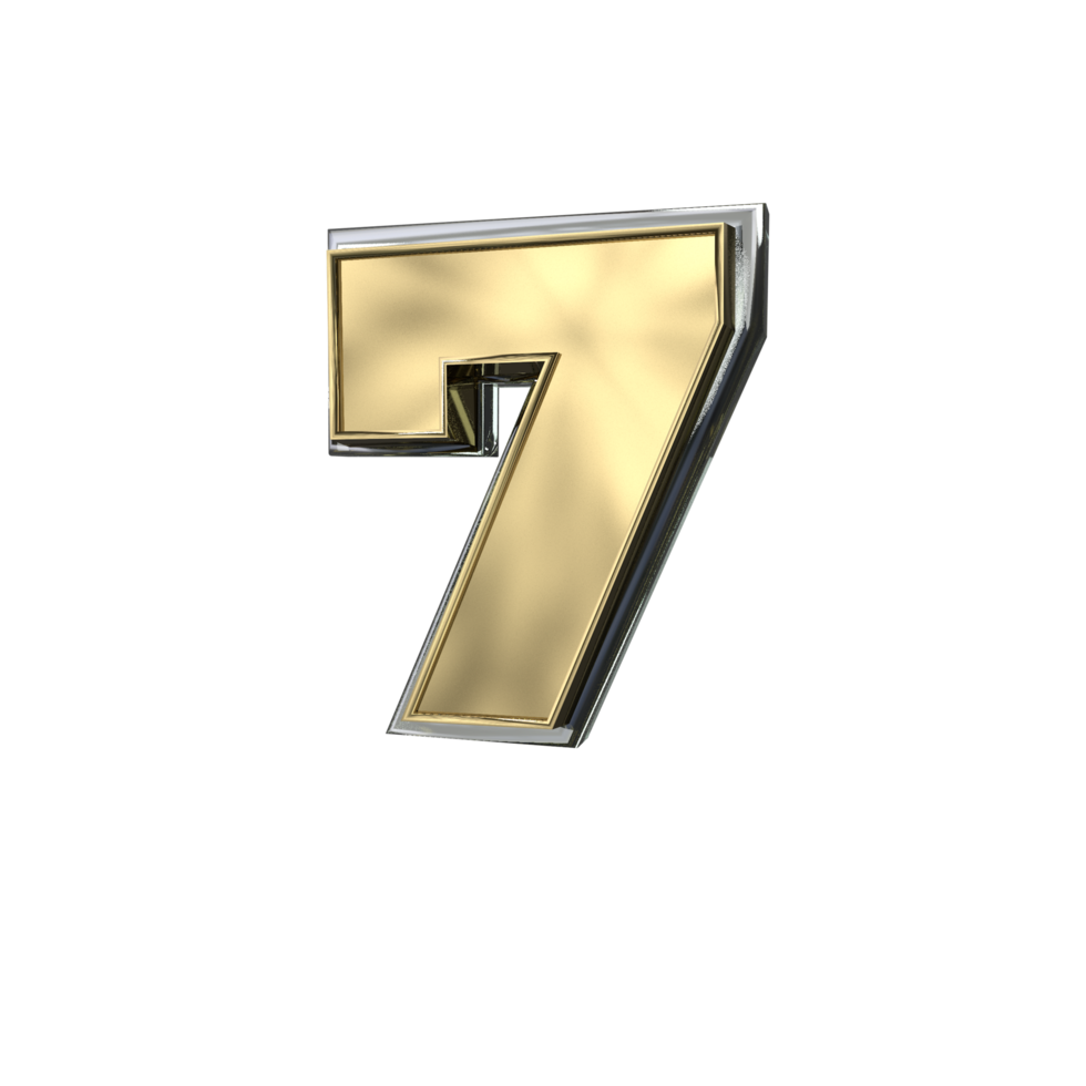 3D illustration Gold number 7 png