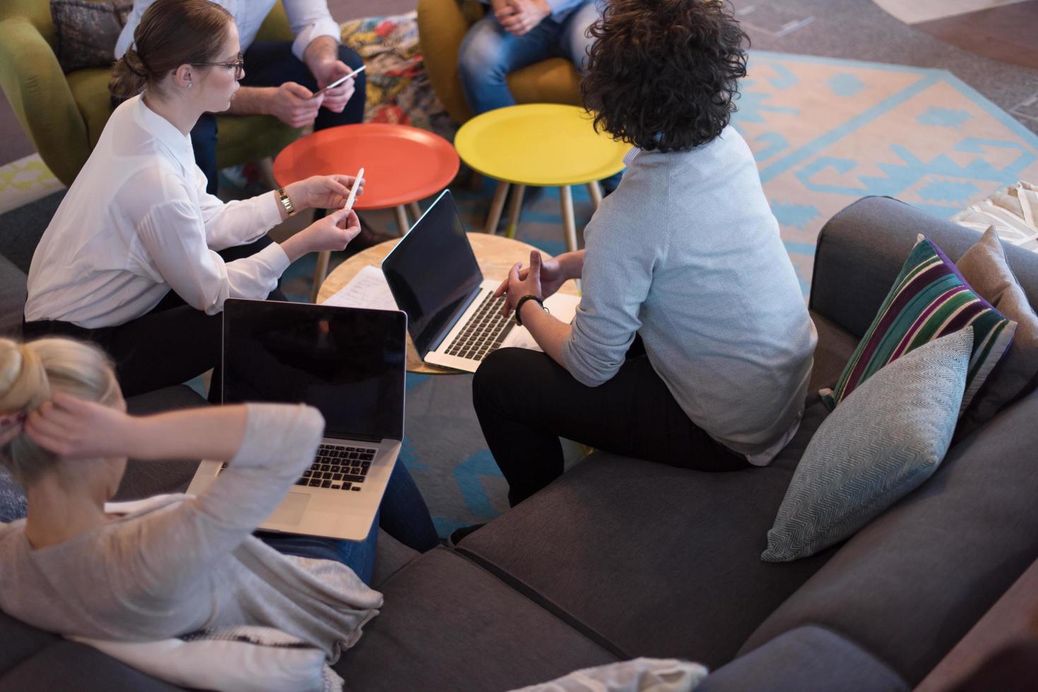 Startup Business Team At A Meeting at modern office building photo