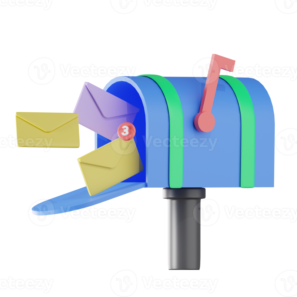ilustração 3d de comunicação de caixa postal png