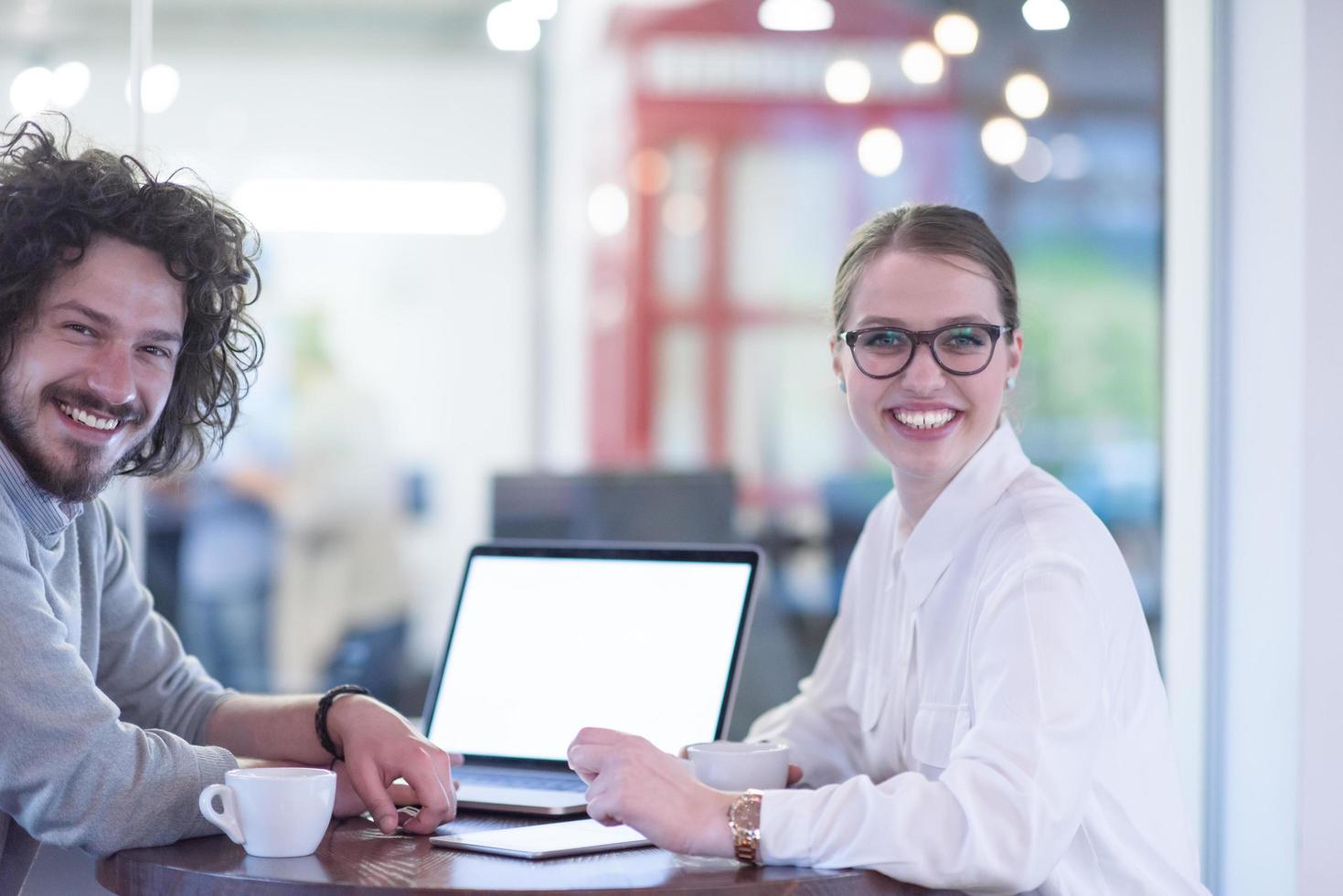 startup Business team Working With laptop in creative office photo