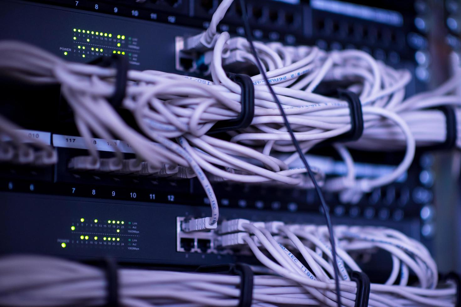 optical cables connected to the main server photo