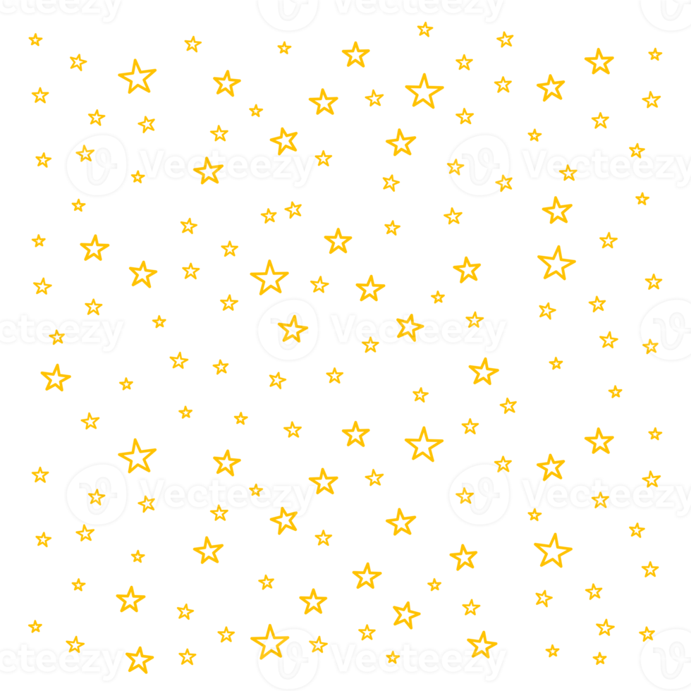 Outline yellow stars in a square frame. Perfect for illustration and decoration. png