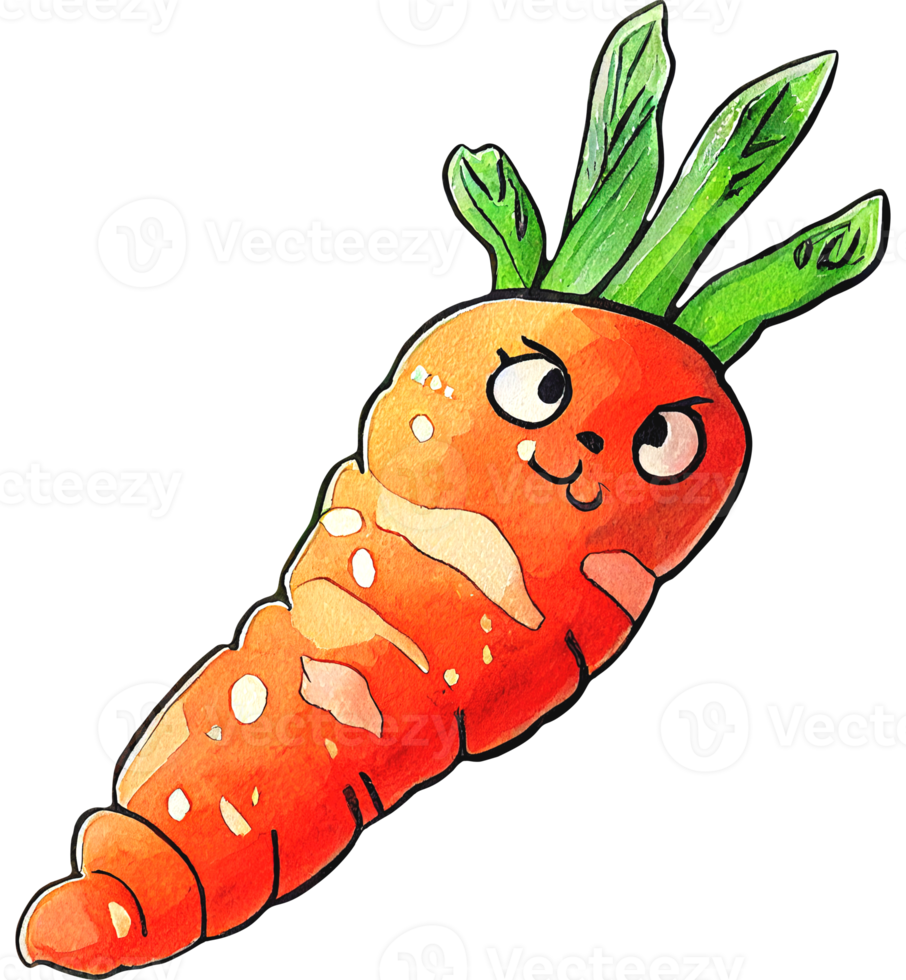 Watercolor cartoon carrot png