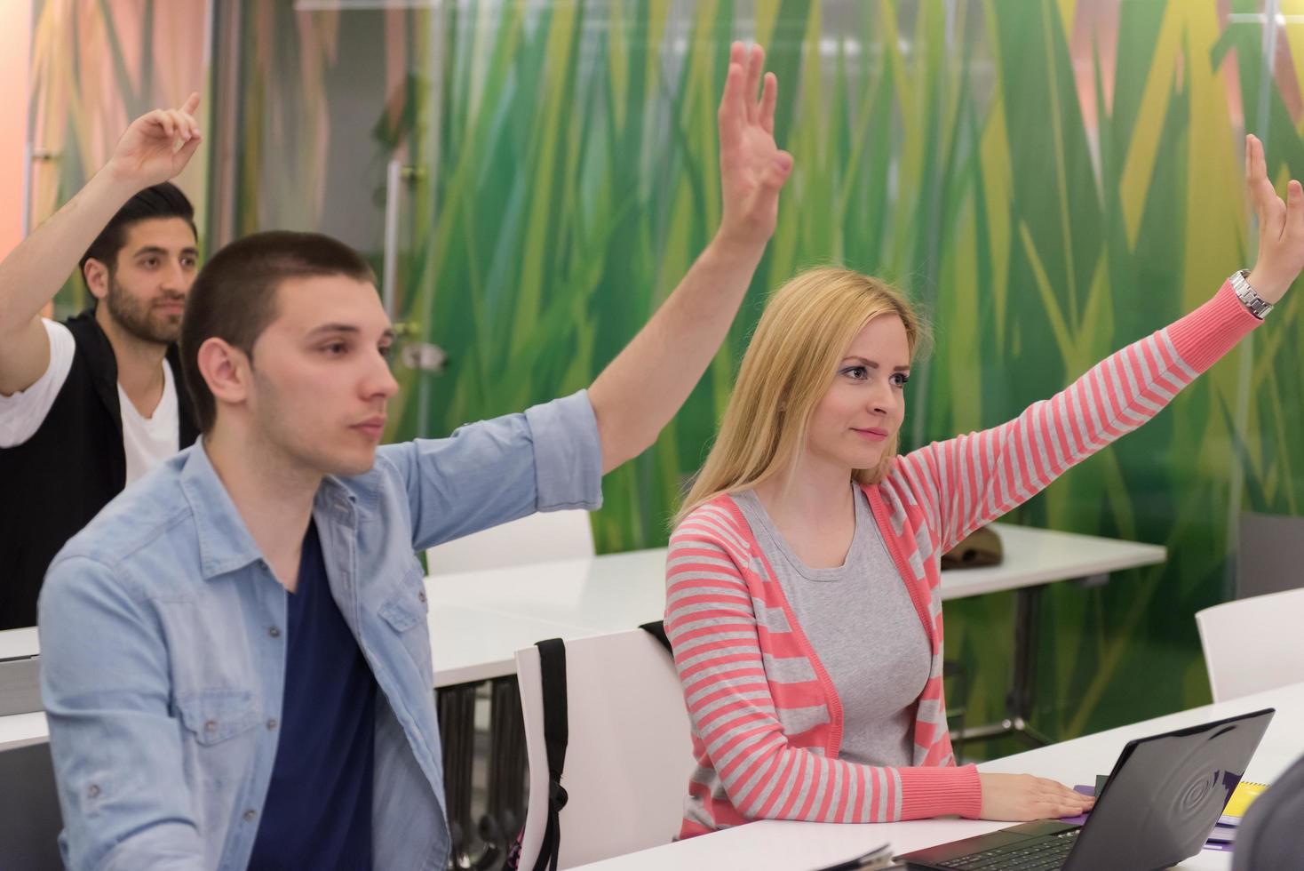 technology students group in computer lab school  classroom photo