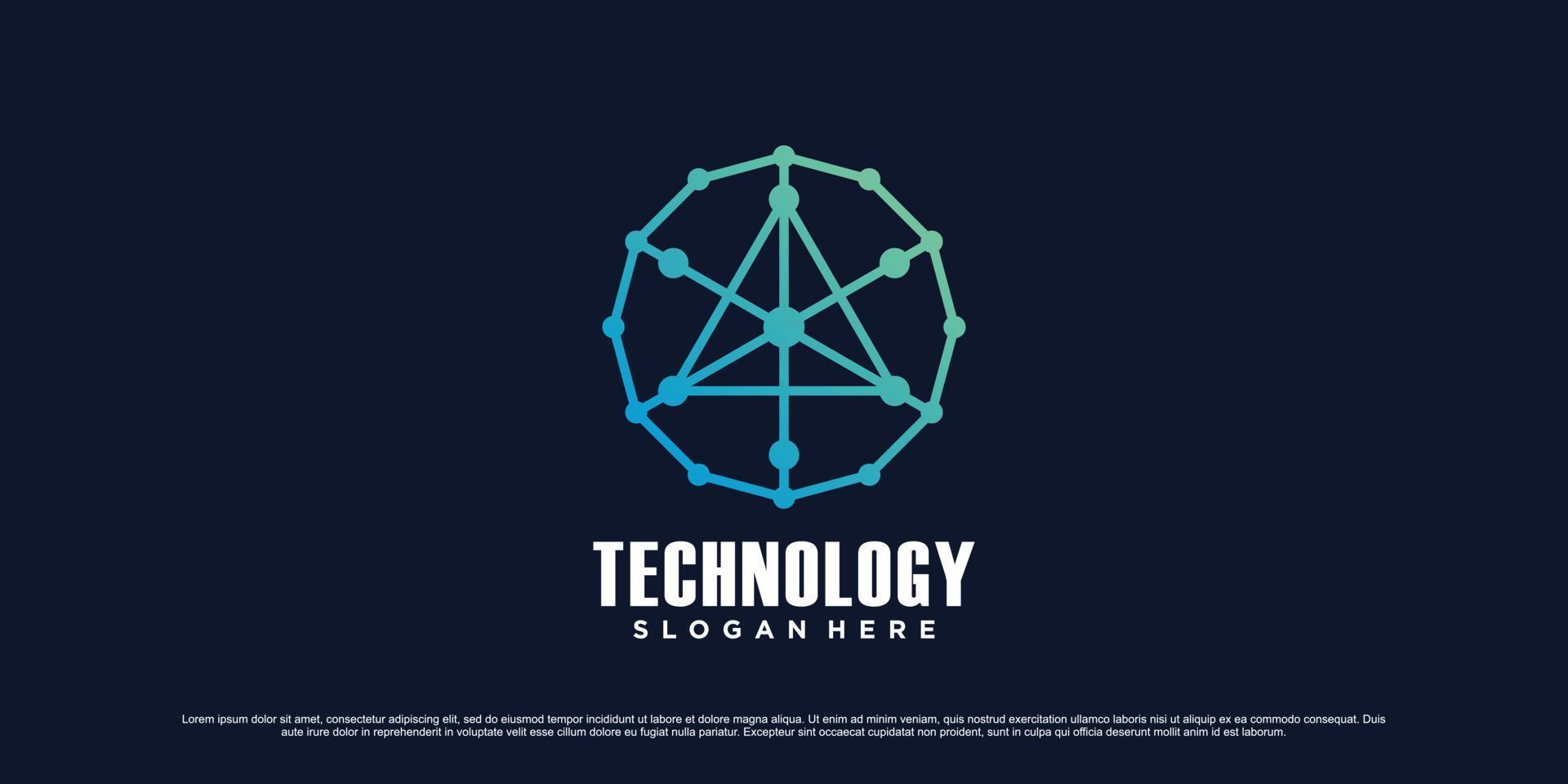 Digital network logo design template for technology with triangle icon and creative unique concept vector