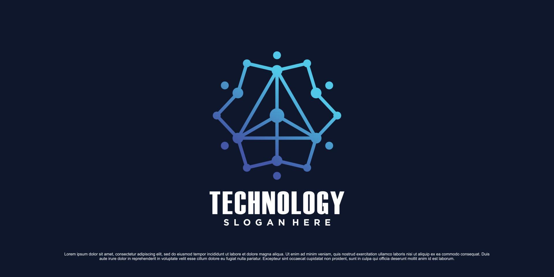 Digital network logo design template for technology with triangle icon and creative unique concept vector