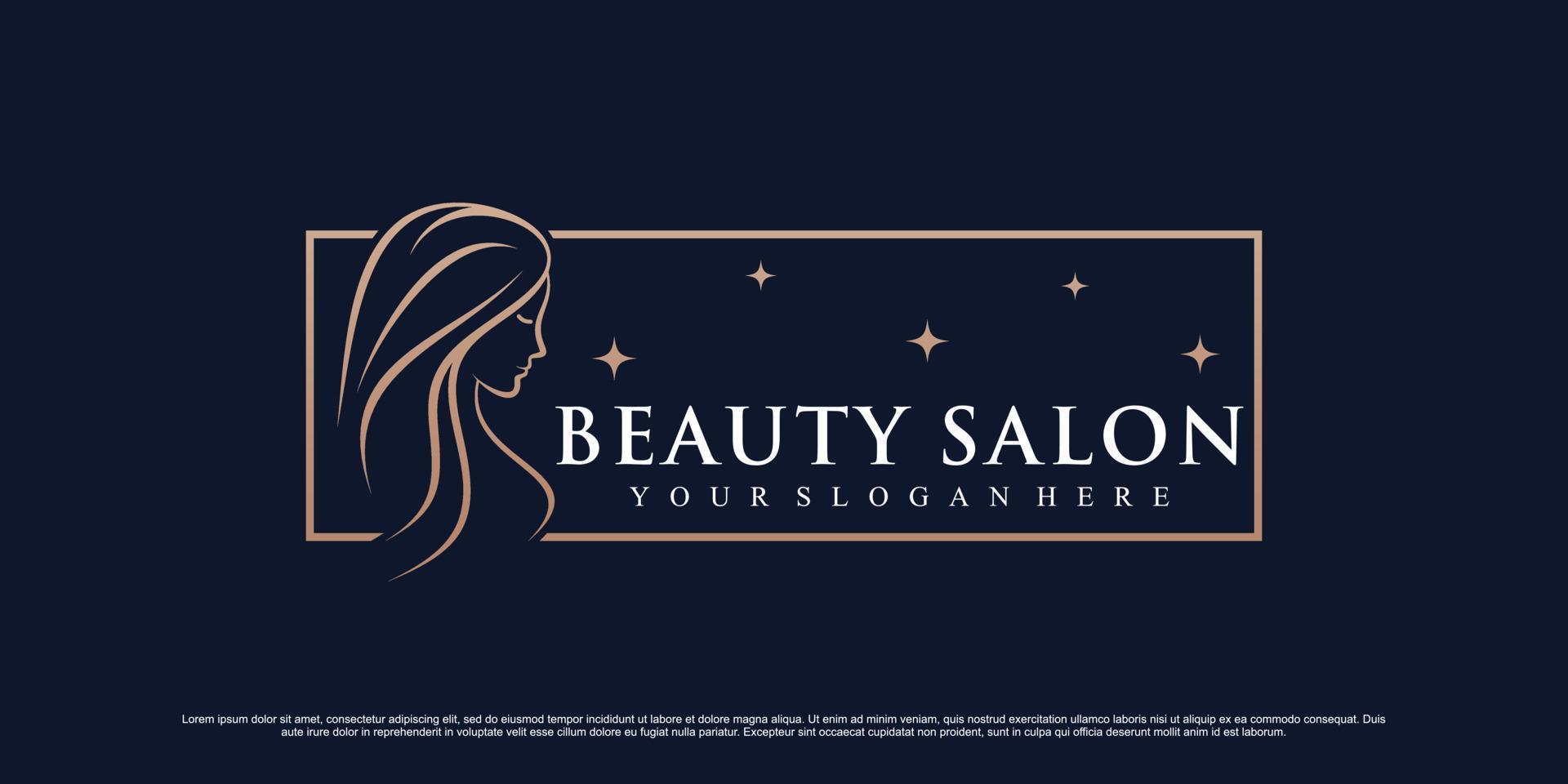 Elegant beauty logo design for woman salon with creative element and business card template vector