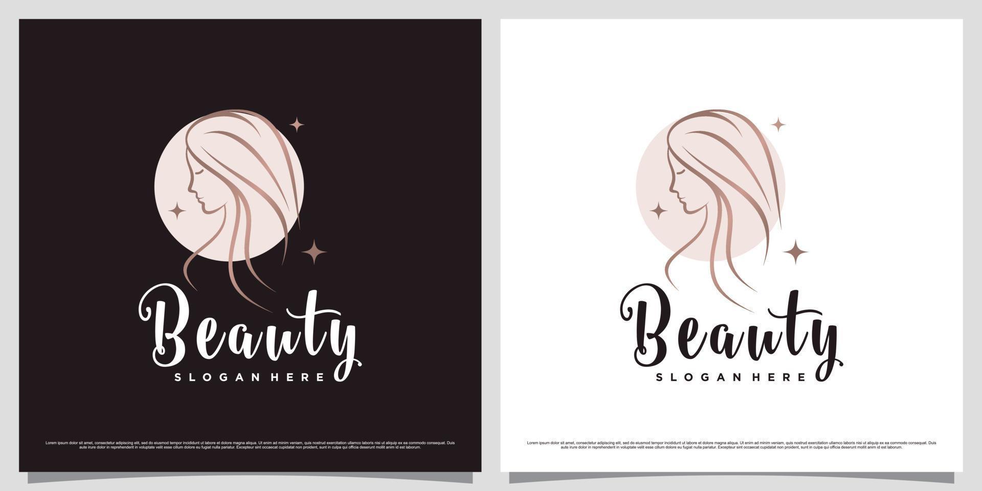 elegante diseño de logotipo de belleza para salón de mujeres con elemento creativo y plantilla de tarjeta de visita vector