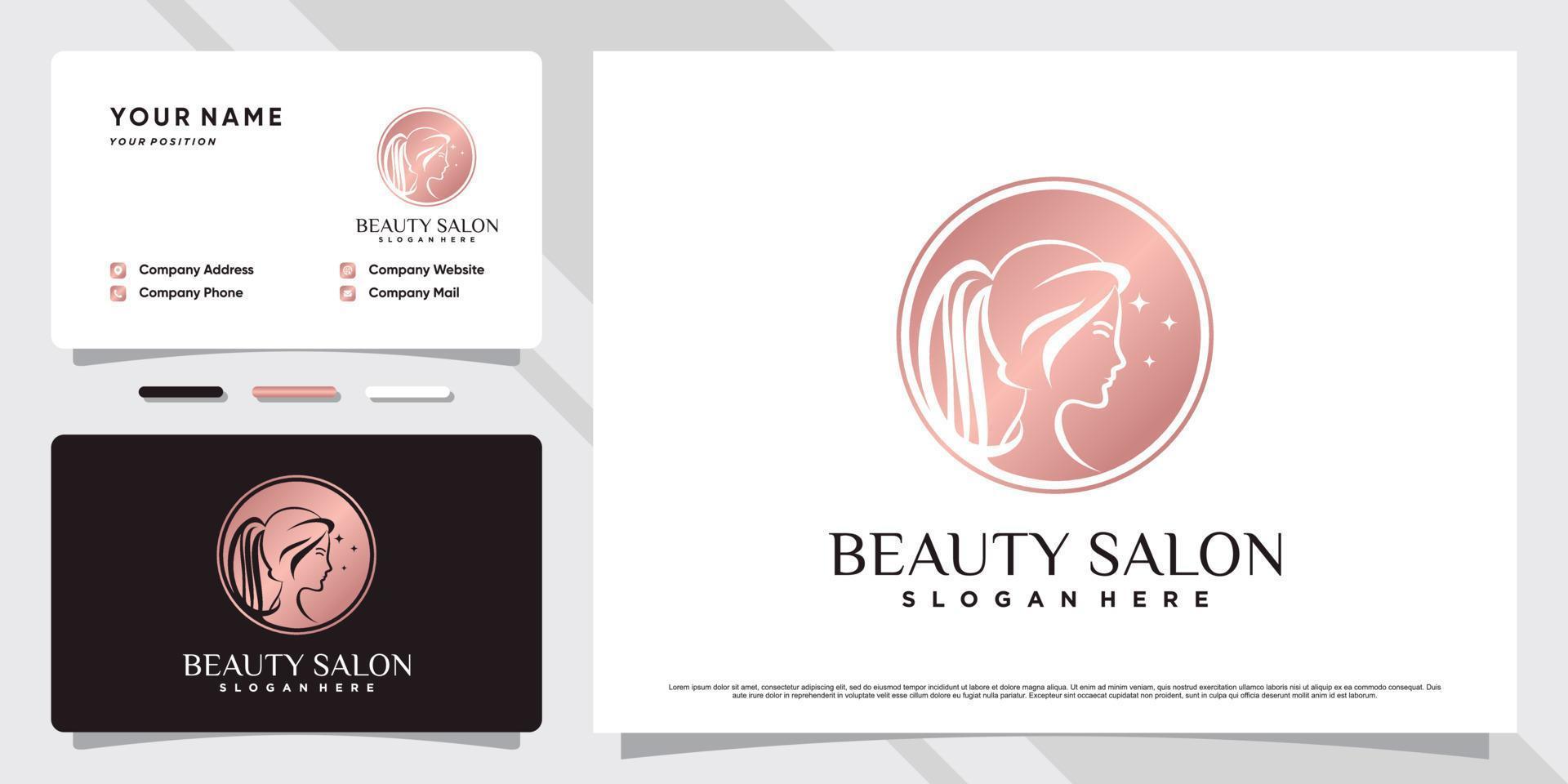 diseño de logotipo de spa de belleza para salón de mujeres con elemento creativo y plantilla de tarjeta de visita vector