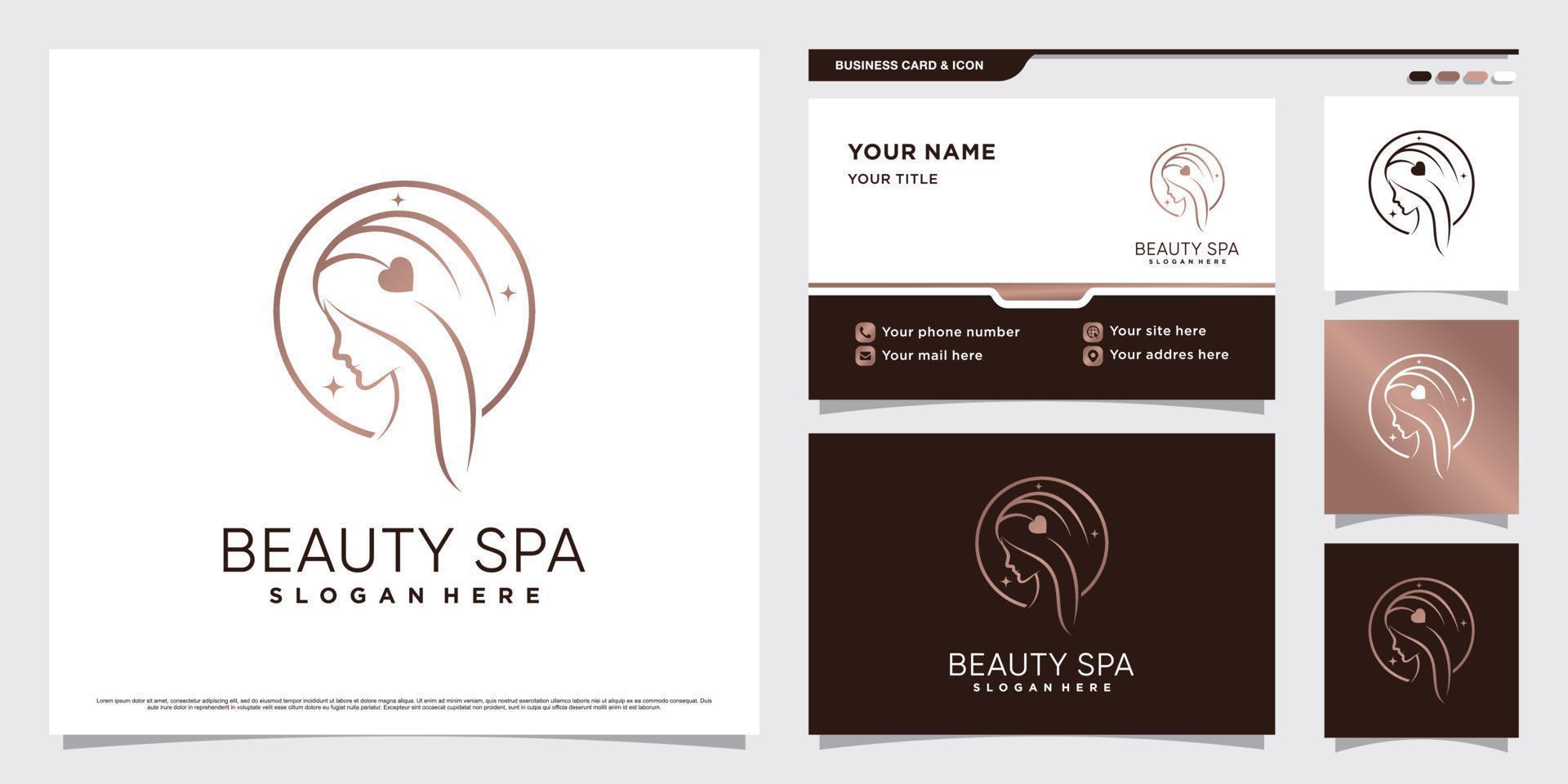 Beauty spa logo design for woman salon with creative element and business card template vector