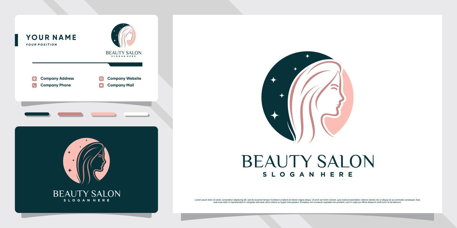 diseño de logotipo de spa de belleza para salón de mujeres con elemento creativo y plantilla de tarjeta de visita vector