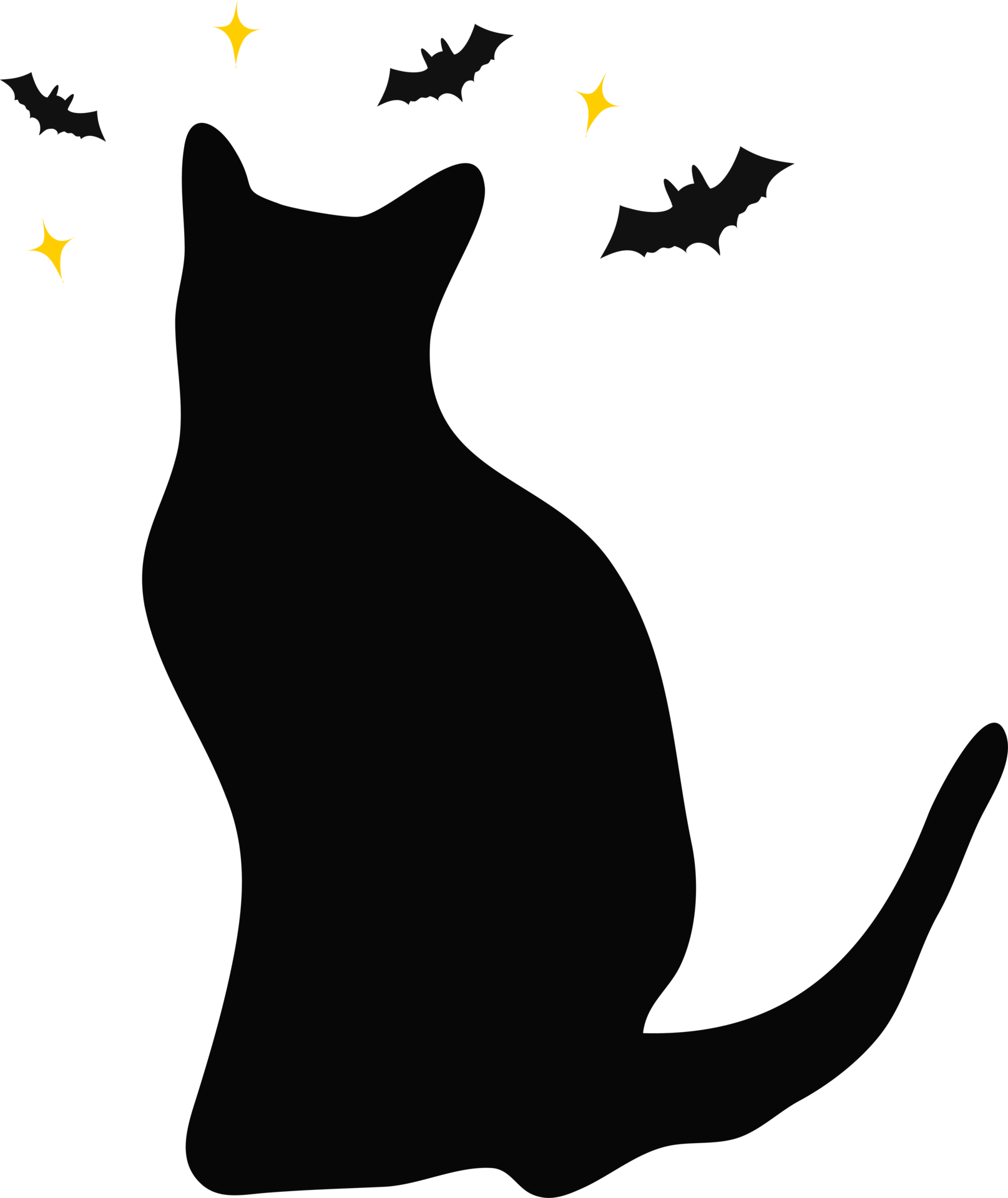 Free Black cat silhouette on white background. icon. Logo, print