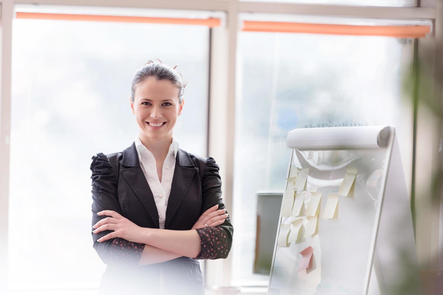 portrait of young business woman at modern office photo