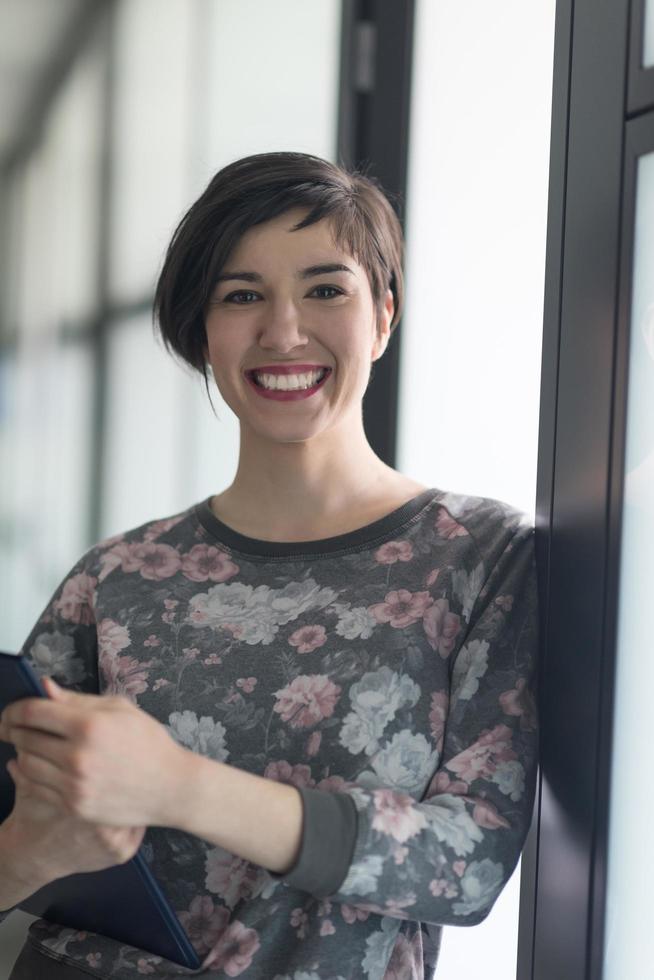 portrait of business woman in casual clothes at startup office photo