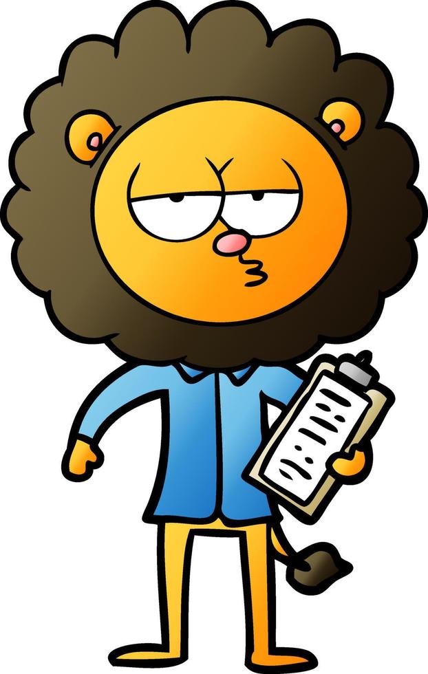 cartoon bored lion manager vector