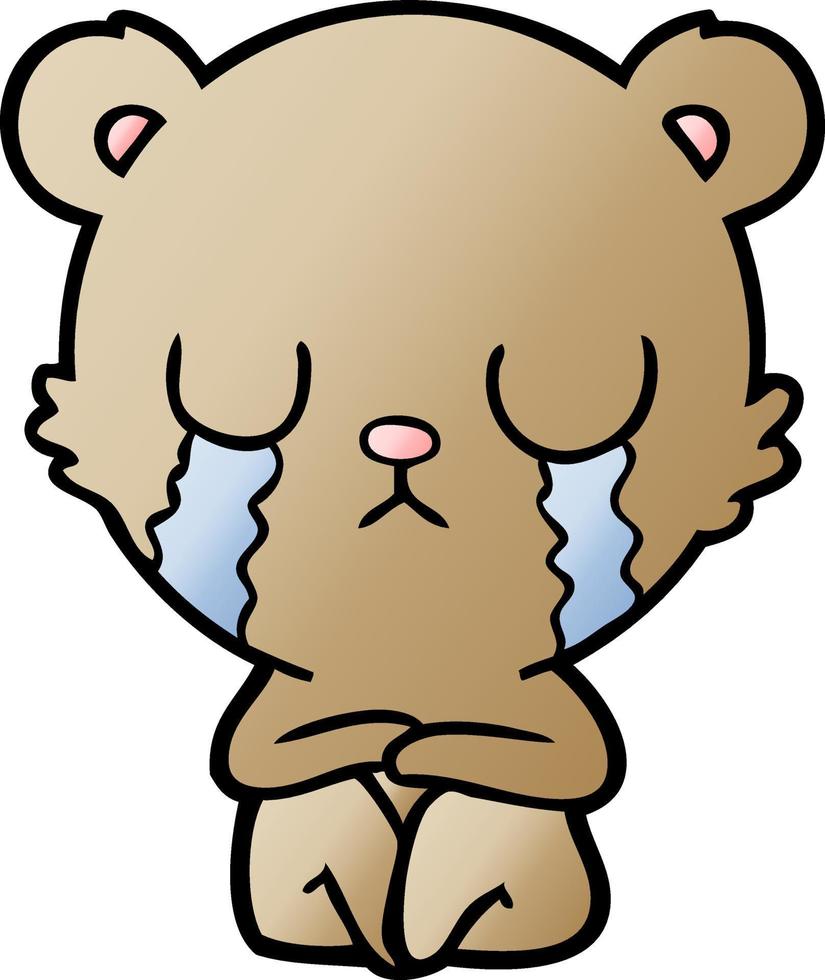 crying cartoon bear vector