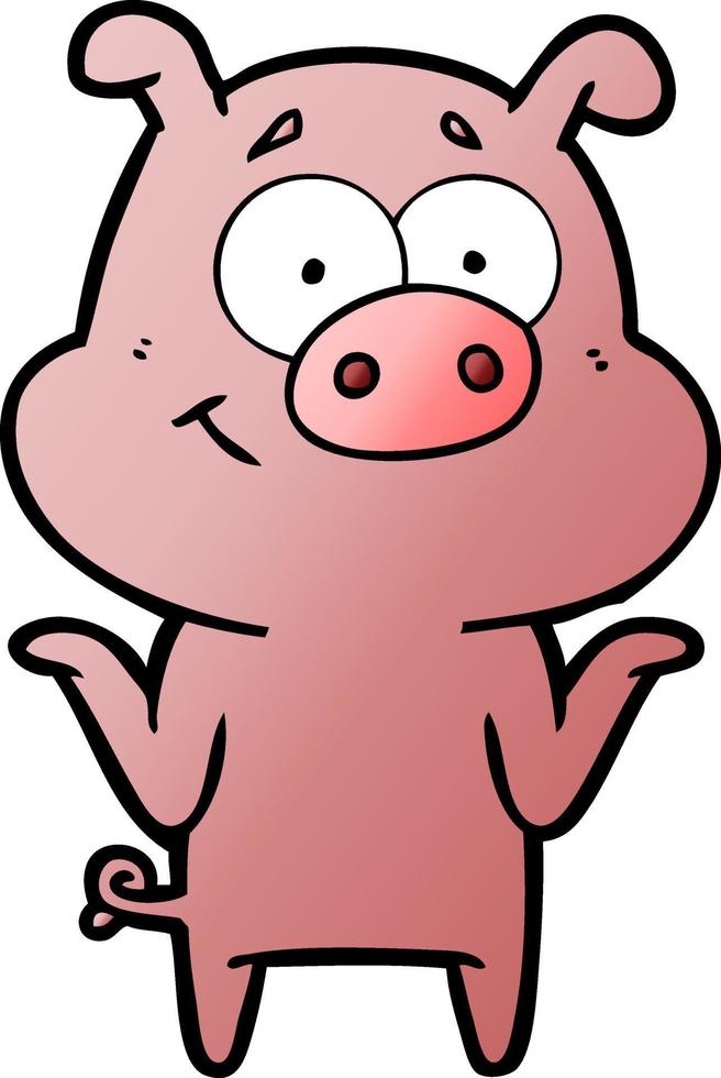 happy cartoon pig vector