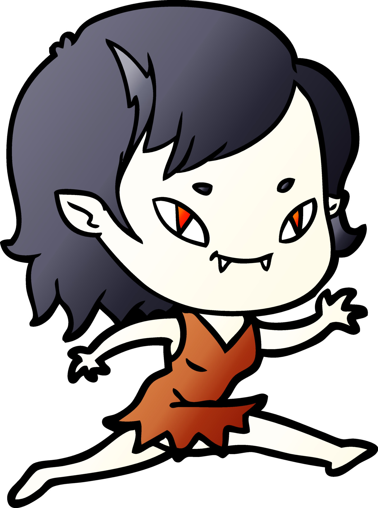 cartoon friendly vampire girl running 12442266 Vector Art at Vecteezy