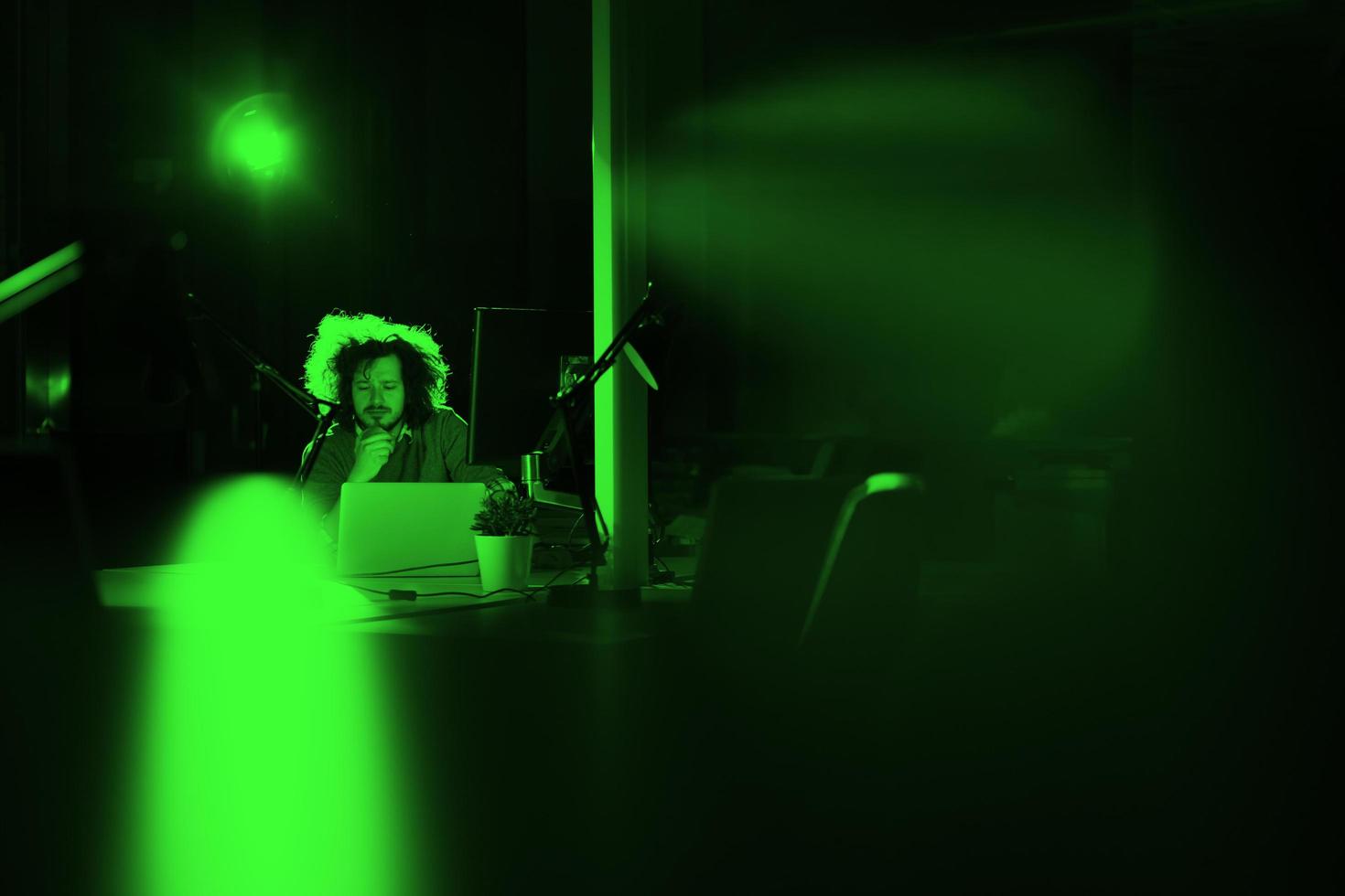 businessman relaxing at the desk photo