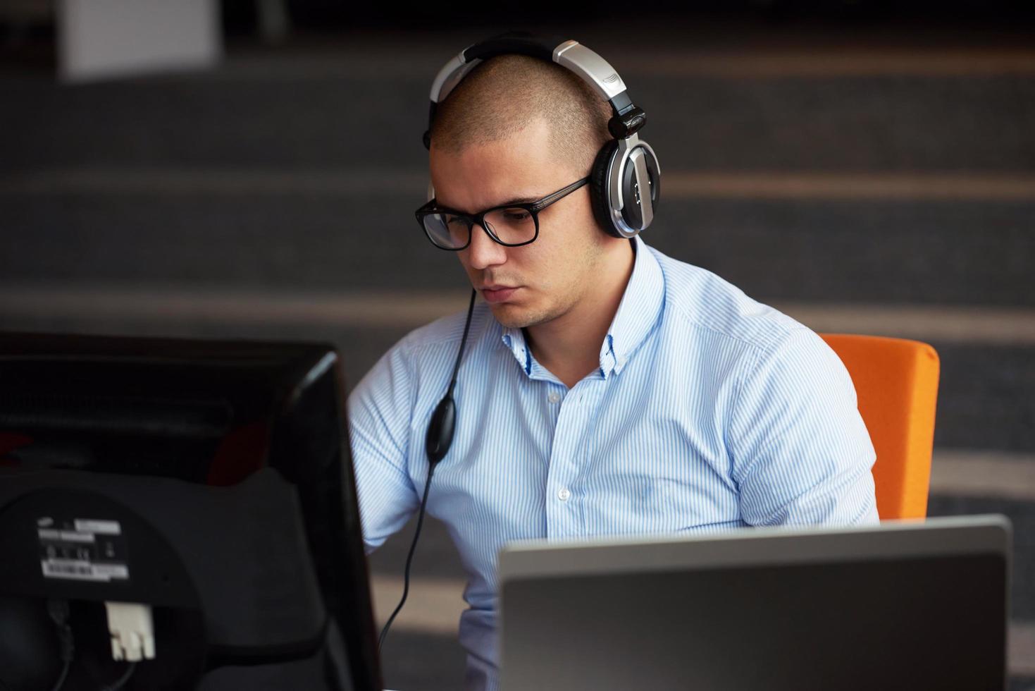 startup business, software developer working on computer photo