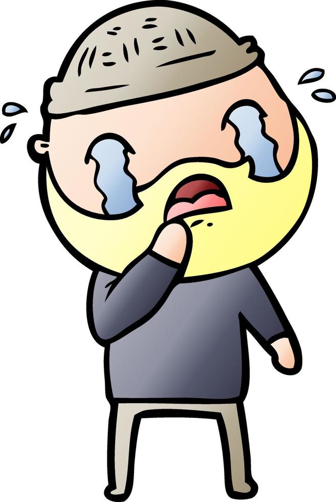 cartoon bearded man crying vector