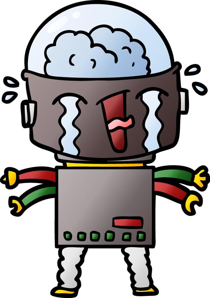 cartoon crying robot vector