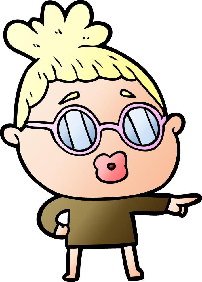 cartoon woman wearing spectacles vector