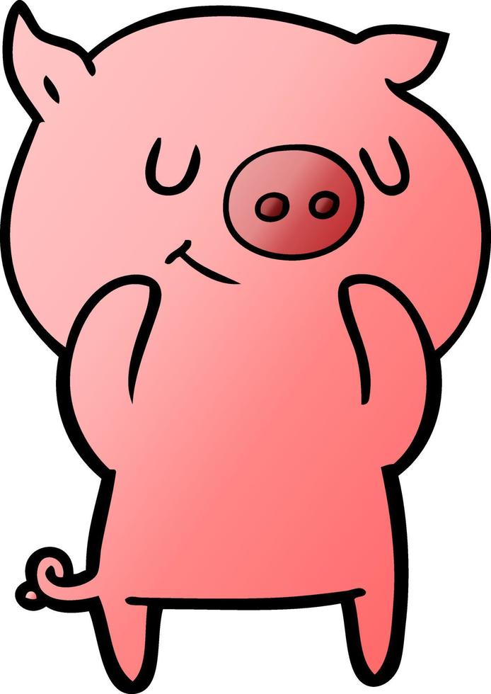 happy cartoon pig vector