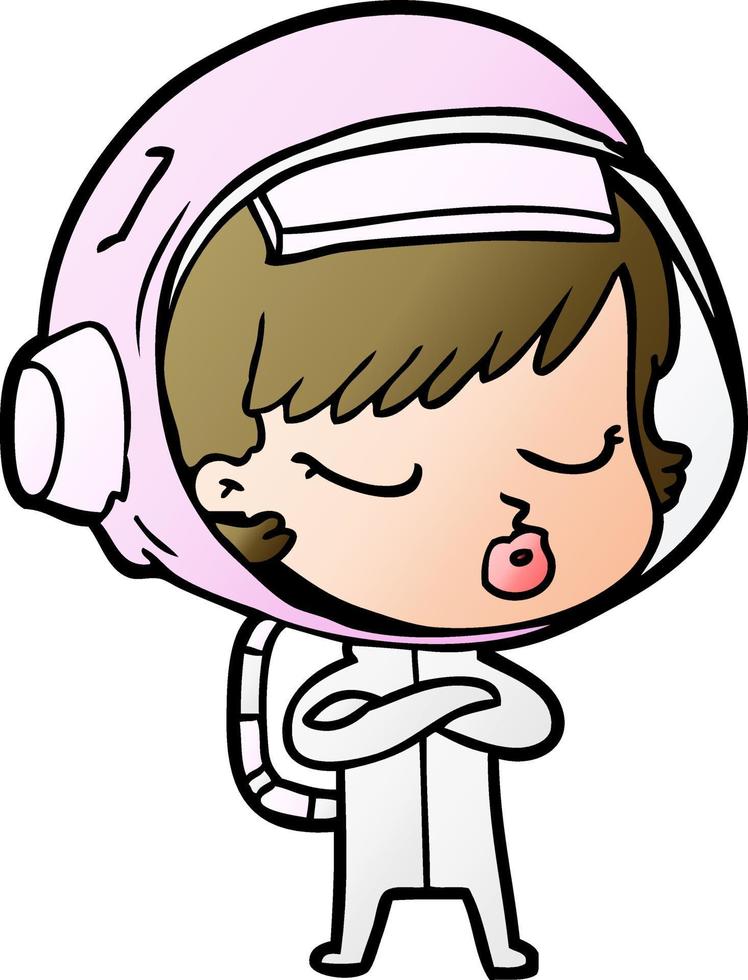 cartoon pretty astronaut girl vector