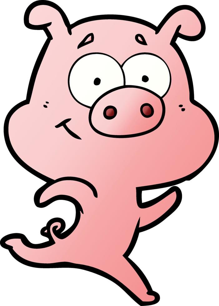 happy cartoon pig running vector