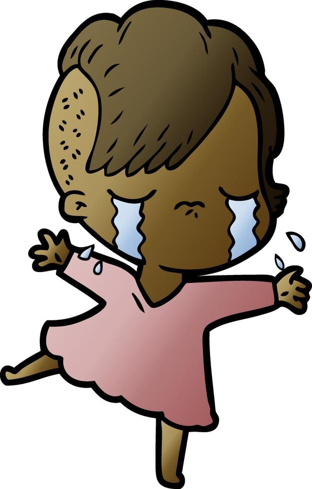 niña llorando de dibujos animados vector