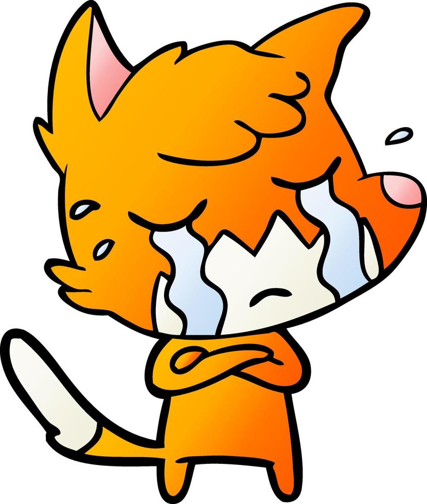 crying fox cartoon vector