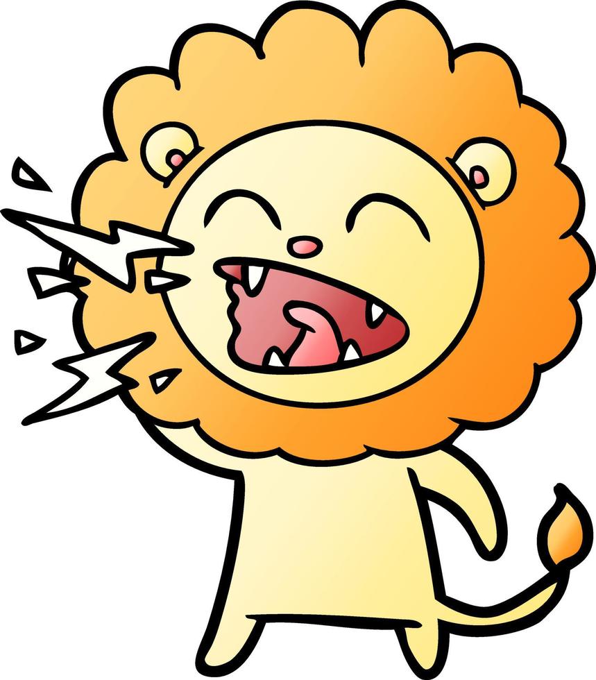 cartoon roaring lion vector