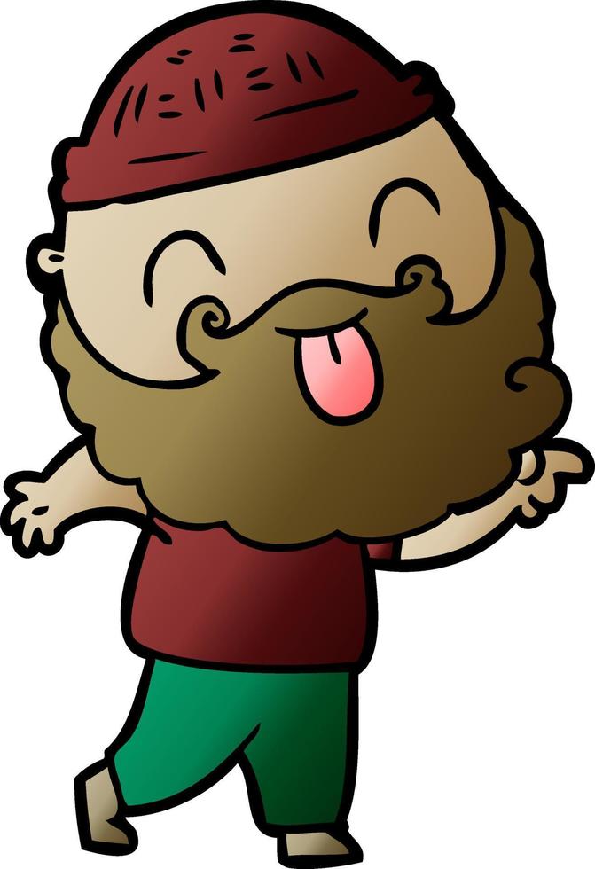 man with beard sticking out tongue vector