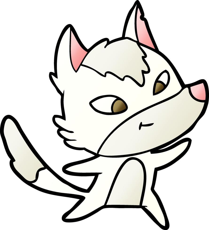 friendly cartoon wolf vector