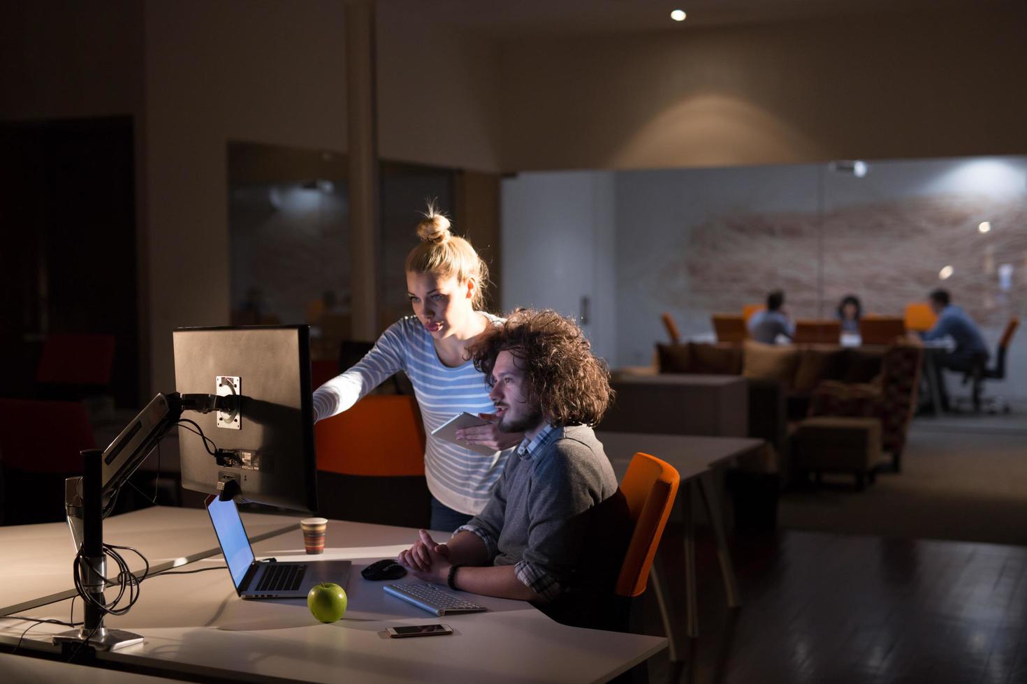young designers in the night office photo