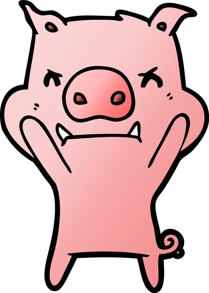 angry cartoon pig vector