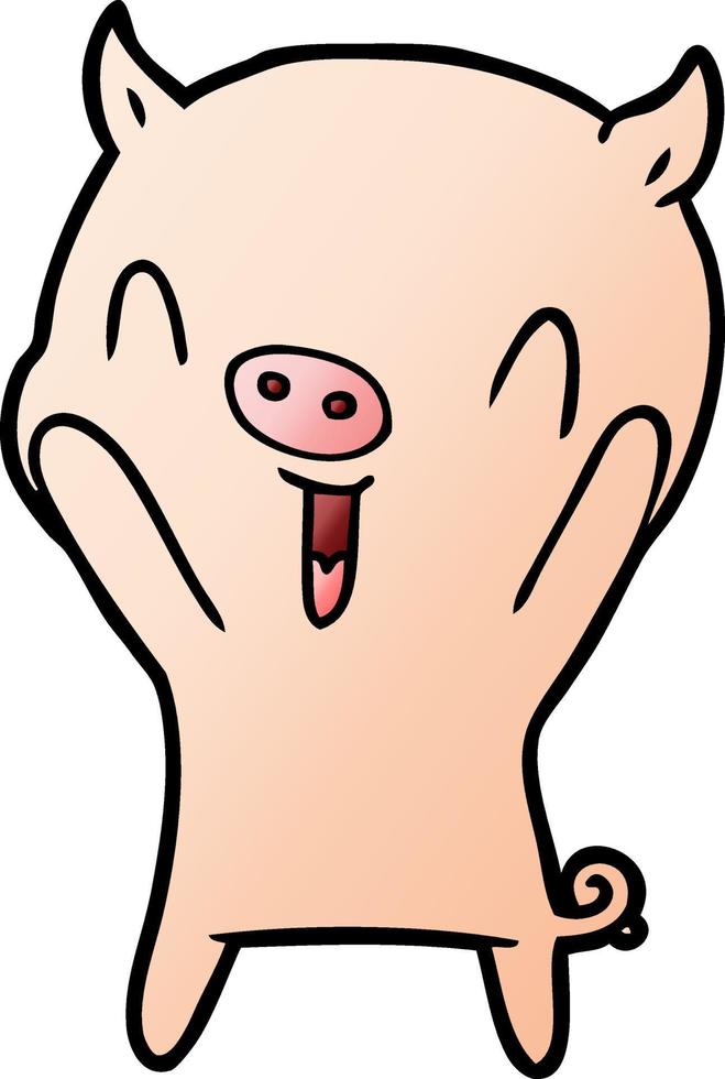 happy cartoon pig vector