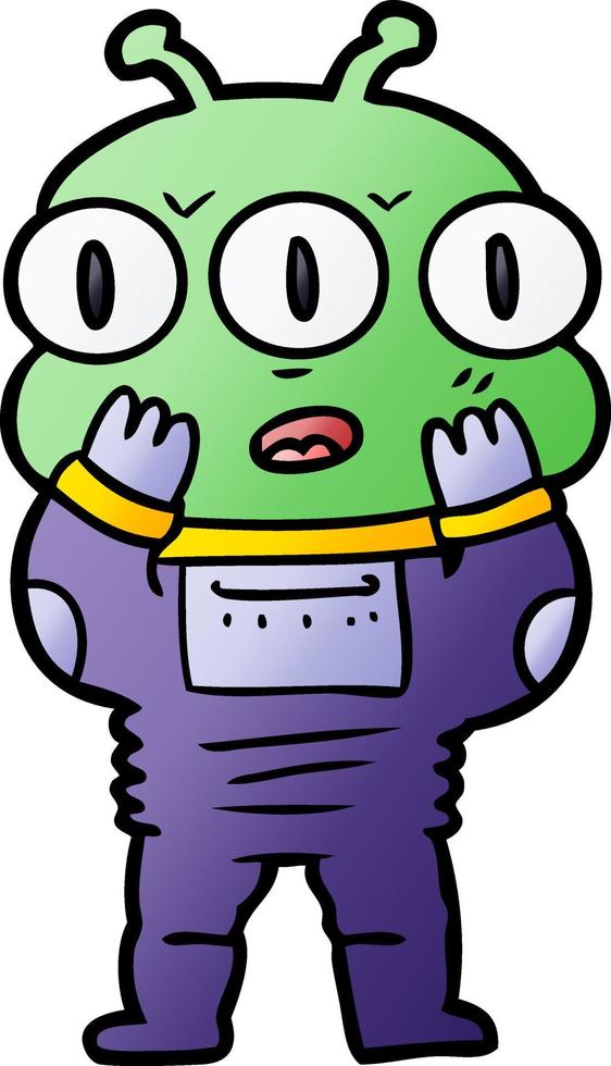 surprised three eyed alien vector
