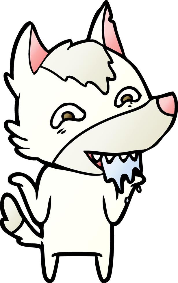 cartoon hungry wolf vector